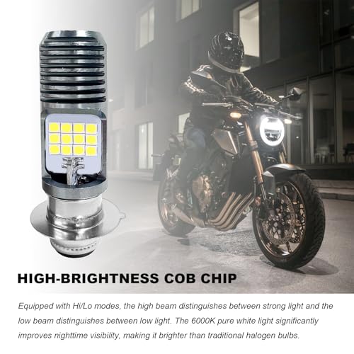 9-16V PX15D LED Motorcycle Headlight Bulbs, Super Bright 3030 Chips Bulb Halogen Lamp Replacement, Waterproof High/Low Beam LED Headlight Bulb for Most Motorcycles ATVs (White) - color: PX15D, White
