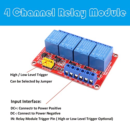 2pcs Relay Module 24V Relay Board Shield 4 Channel with Optocoupler Isolation Suport High/Low Level Trigger - color: 24V