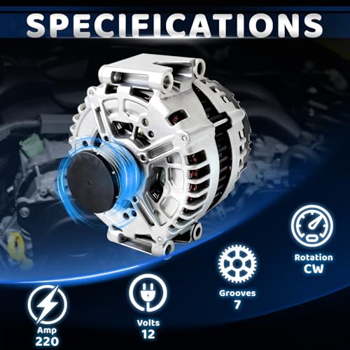 WorldCraft 12V 220A Alternator for Fit Mercedes E350 S350 GL350 ML350 3.0L Diesel - size: 0-121-813-120
