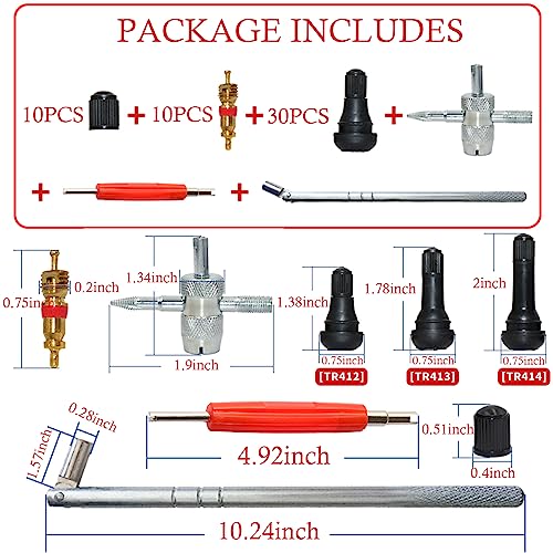 Valve Stem Puller Installer Tool, 10pcs TR412,10pcs TR413,10Pcs TR414