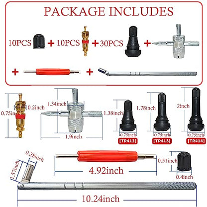 Valve Stem Puller Installer Tool, 10pcs TR412,10pcs TR413,10Pcs TR414