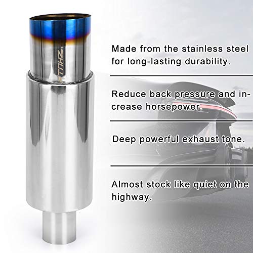 PTNHZ Stainless Steel 2" Inlet 3.5" Outlet Burnt Tip Exhaust Muffler Universal 14.1" Length