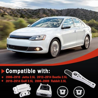 5pc Engine Motor & Transmission Mount Kit for 2005-2010 Jetta 2.0L Beetle 2.5L 2006-2014 Golf 2.5L 2012-2014 Passat 2006-2009 Rabbit - size: 2006-2010 Beetle 2.0L