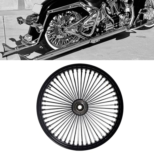 FatFlex Front Wheel for Harley Softail Dyna 21” x 3.5” Single Disc - color: 21*3.5'', Black+Chrome+Black（NON-ABS)
