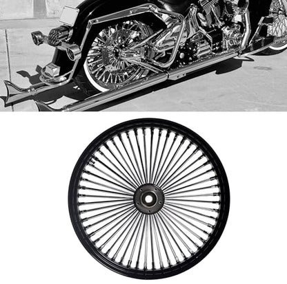 FatFlex Front Wheel for Harley Softail Dyna 21” x 3.5” Single Disc - color: 21*3.5'', Black+Chrome+Black（NON-ABS)