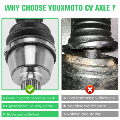 Youxmoto 2 Front CV Axle Wheel Bearing for Polaris 2013-2019 Ranger 900 XP/Crew; 2017-2020 Ranger XP 1000 (NON ABS/diesel/MUD); 2010-2014 RZR S 800/RZR 4 800; 2015-18 Ranger Diesel Drive Half Shaft - size: 2*Front Axle+bearing