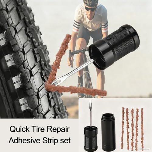 Tubeless Bike Tire Repair Kit for MTB & Road Bicycles - Quick Repair for Punctures & Flats, Includes Storage Canister, Plugger Tool & 15 Rubber Repair Strips, Essential Bicycle Tyre Repair Tool Set