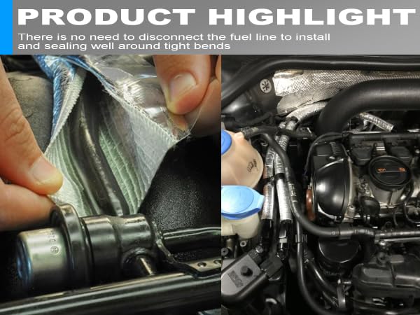 Fuel Line Sleeve 1/4" I.D. x 39" Self Adhesive Aluminum Heat Shield Heat-Resistant Fuel Line Protector Vapor Lock Insulation for Automotive and Marine Hoses, Wire, Exhaust - size: 1/4" I.D.