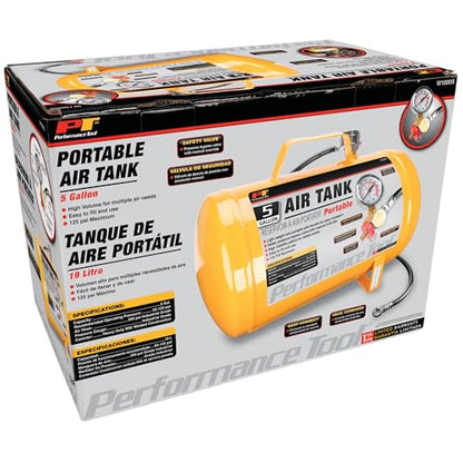 Performance Tool W10005 5-Gallon Portable Horizontal Air Tank - style: Portable Air Tank (5-Gal)