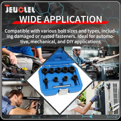 10PCS Twist Lug Nut Socket Set, 3/8" Drive Bolt Nut Extractor Tool - color: 10 Pcs Lug Nut Extractor 3/8 Inch Drive