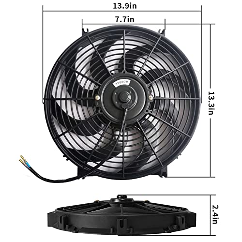 Mupera 14 Inch Electric Radiator Cooling Fan Push/Pull w/Mount Kit 2Pcs - size: Curved-2Pcs X14 inch