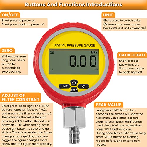 70M Digital Hydraulic Pressure Test Coupling Kit Hydraulic Pressure Gauge Kit for Excavator Construction Machinery 2 Gauges 2 Test Hoses 11 Couplings 700BAR/10000PSI/70Mpa - style: 2 Gauges 11 Test Couplings