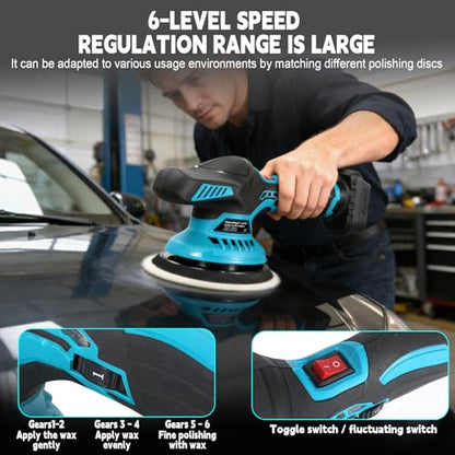6" Cordless Car Polisher for Makita 18V,6-Speed Orbital Buffer