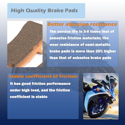 3 Sets Front and Rear Brake Pads FA400 for Harley FXDX Super Glide 2000-2003/FLHR Road King/FLHT Electra Glide 2000-2007/FLHX Street Glide 2000-2007/XL 883 2003/XL 1200 2000-2003
