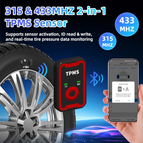 TPMS Sensors 1-Pack, Programmable Tire Pressure Monitoring System Sensors, 315MHz & 433MHz Dual Frequency, Covers 98% of Vehicles, Compatible Only with Caiwongtech Programming Tool (1pc)