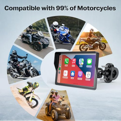 WonVon 5 Inch Motorcycle Carplay GPS Navigation System with Apple Carplay and Android Auto Portable Screen with Dual Bluetooth, Navigation, Siri, Google Assistant - size: 5 Inch