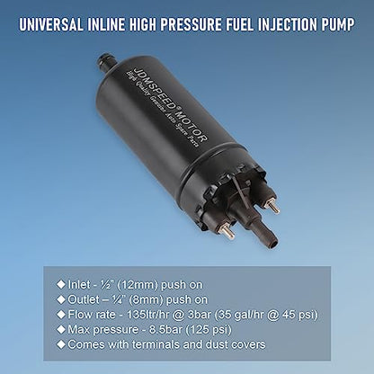 Universal Inline High Pressure Fuel Pump 12V Gasoline 0580464070 Black