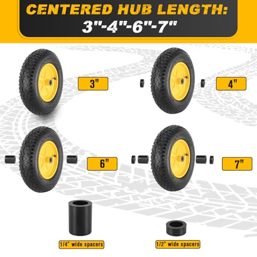 4.80/4.00-8 Tire and Wheel, 16” Pneumatic Wheelbarrow Tires with 5/8"&3/4" Bearings, 4.80/4.00 x 8 Tire for Wheelbarrows/Hand Truck/Garden Trailer/Trolley/Wagons/Garden Carts/Dolly(2 Pack)