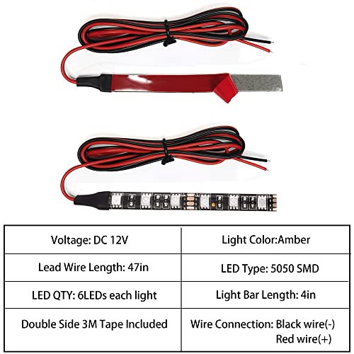 Universal 2pc 4in Motorcycle LED Turn Signal Light Amber LED Strip Light Bar for Motorcycle Car Scooter ATV UTV Golf cart Front Rear Turning Indicator Lights Blinker Tail Running Light - size: 2x 6LED Amber Light Bar