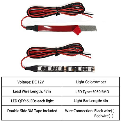 Universal 2pc 4in Motorcycle LED Turn Signal Light Amber LED Strip Light Bar for Motorcycle Car Scooter ATV UTV Golf cart Front Rear Turning Indicator Lights Blinker Tail Running Light - size: 2x 6LED Amber Light Bar
