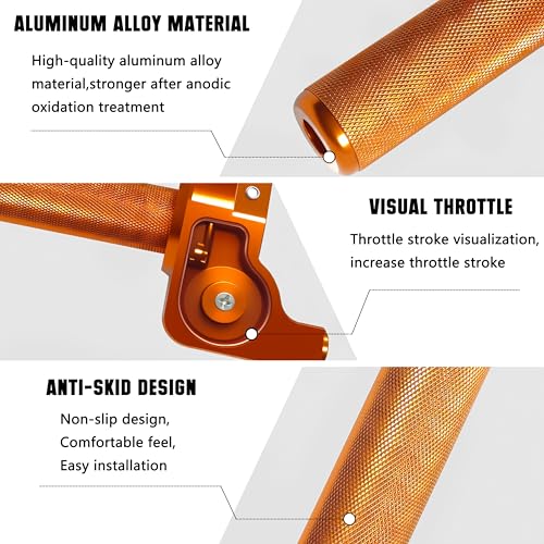 Motorcycle Throttle Assembly,7/8" Quick Twist Throttle Grips with Throttle Cable Aluminum Alloy Universal for CRF KLX SSR TTR 110 125 150 250cc Dirt Pit Bike ATV Mini Bike - color: Orange