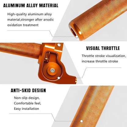 Motorcycle Throttle Assembly,7/8" Quick Twist Throttle Grips with Throttle Cable Aluminum Alloy Universal for CRF KLX SSR TTR 110 125 150 250cc Dirt Pit Bike ATV Mini Bike - color: Orange