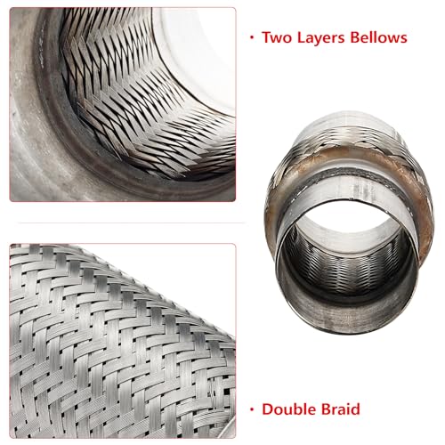 2 Pcs Exhaust Flex Pipe, 3''x 6''Stainless Steel Heavy Duty Exhaust Flex Pipe, Double Braid Exhaust Flex Tube, Overall Length 10'' - size: 3''x6''x10'', style: 2 PCS