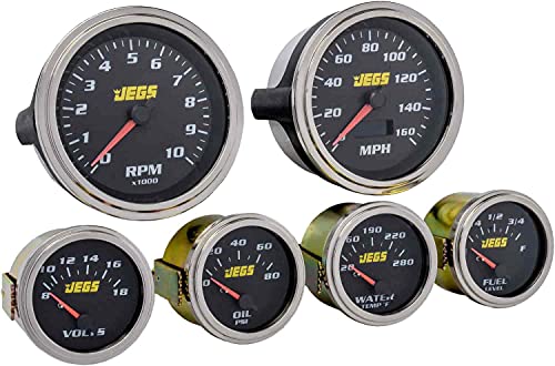 6-Gauge Set, Black Analog Face [3 3/8 in. Dia. Speedometer & Tachometer]