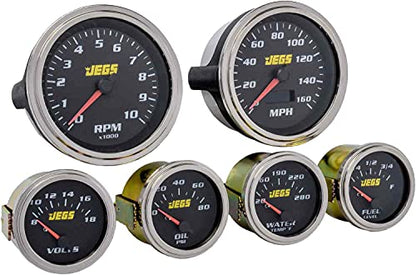 6-Gauge Set, Black Analog Face [3 3/8 in. Dia. Speedometer & Tachometer]