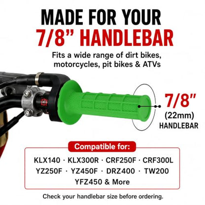 Motorcycle Lock-on Grips 7/8”Handlebar Handle Green - color: green