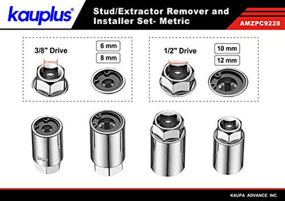 4 PCS Metric Stud Remover and Installer Set- 3/8-inch 6MM, 8MM, 1/2-inch 10MM, 12MM