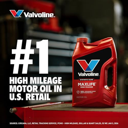 Valvoline High Mileage with MaxLife Technology 10W-30 Synthetic Blend Motor Oil 5 Quart - size: 5 qt (Pack of 1), style: High Mileage
