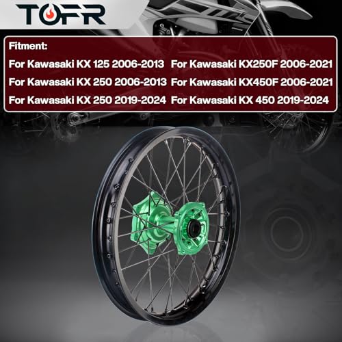 TOFR CNC 18"x2.15" Rear Wheel Rim Set for Kawasaki KX125 KX250 2006-2013 - size: 18" Rear