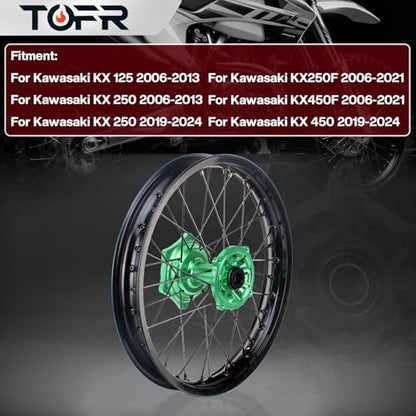 TOFR CNC 18"x2.15" Rear Wheel Rim Set for Kawasaki KX125 KX250 2006-2013 - size: 18" Rear
