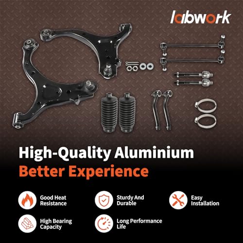 labwork 10Pcs Front Lower Control Arms Ball Joint Assembly Driver and Passenger Side Tie Rod End Sway Bar Link Kit Replacement for Santa Fe 2007-2012
