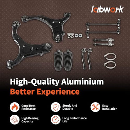 labwork 10Pcs Front Lower Control Arms Ball Joint Assembly Driver and Passenger Side Tie Rod End Sway Bar Link Kit Replacement for Santa Fe 2007-2012