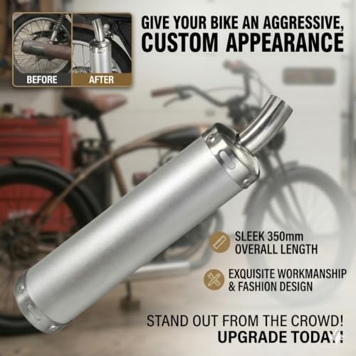 BADASS SHARKS 22mm 2-Stroke Exhaust Muffler For 50cc-150cc Dirt Bike - color: Metallic silver