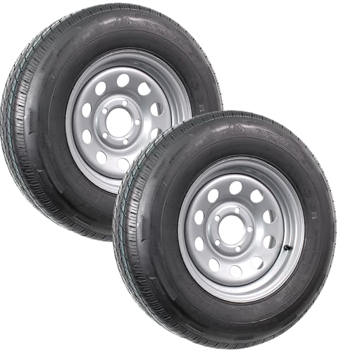 eCustomrim 2-Pack Radial Trailer Tire Rim Assembly ST205/75R14 Silver 5 Lug