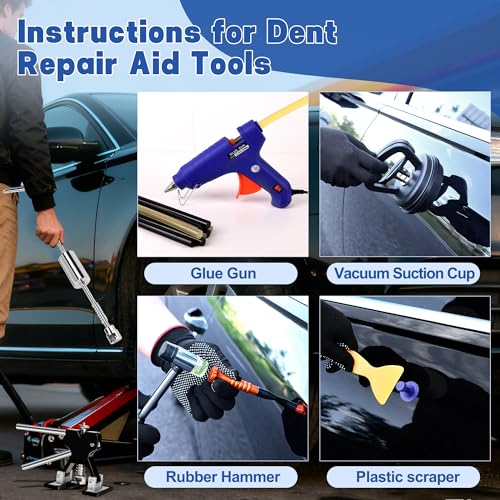 Car Dent Puller Kit, 140 PCS Paintless Dent Removal Kit with T-bar Dent Puller, Bridge Puller, Dent Lifter, Suction Cup Puller. Dent Remover Tool for Car Dents, Hail Damage, Door Ding Repair