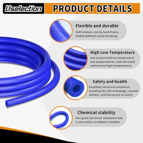1/4" ID-20Ft(ID 6mm) Heater Hose Enhanced Double Reinforcement - color: All Blue, size: 1/4" ID-20Ft(ID 6mm)