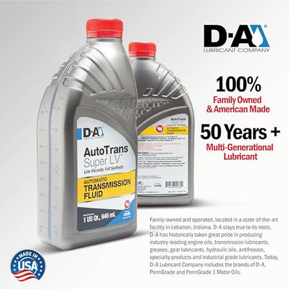 D-A LUBRICANT COMPANY 54585, Autotrans Super LV Full Synthetic Automatic Transmission Fluid (ATF), 6 Gallon