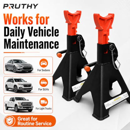 Jack Stands 3 Ton with Double Locking and Large Foot Base Car Lift Jack Stand for Lifting SUVS, 6500 lb Capacity Heavy Duty Steel 1 Pair - color: Black