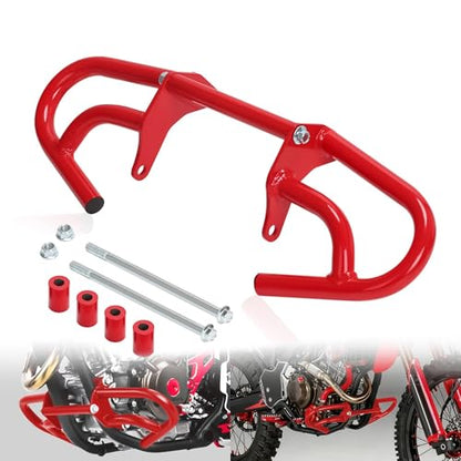 CRF300L/250L 21-25 Crash Bar Compatible with CRF300L 2021-2025 CRF250L 2022-2025 Motorcycle Engine Guard Highway Crash Bar Bumper Frame Falling Protector Steel Split Style (Red) - color: Red