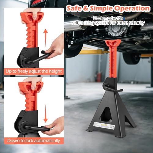 Goplus Jack Stands 12 Ton, 4 Pack 26,400 LBS Jack Stand with 19"-29.5" Adjustable Lifting Height, Handle Lock, Heavy-Duty Car Jack Stand for SUV, Sedan, Pickup, UTV - size: 4-Pack