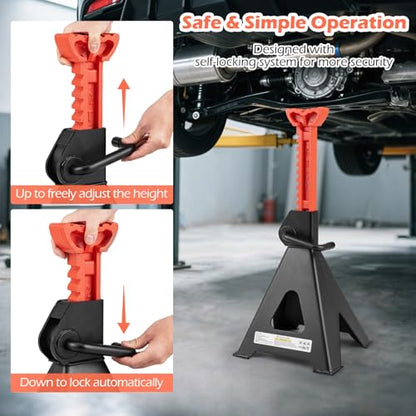 Goplus Jack Stands 12 Ton, 4 Pack 26,400 LBS Jack Stand with 19"-29.5" Adjustable Lifting Height, Handle Lock, Heavy-Duty Car Jack Stand for SUV, Sedan, Pickup, UTV - size: 4-Pack