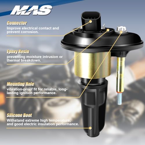 MAS Set of 6 Ignition Coil Pack UF303 & MAS Iridium Spark Plugs Compatible with 2002 2003 2004 2005 Chevy Trailblazer Envoy XL XUV Ascender Bravada 4.2 L6 UF-303 C1395 - style: DQ50164x6 & MAS Spark Plugs x6