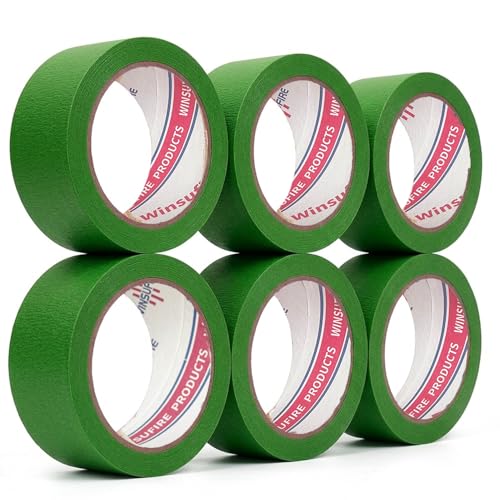 Green Masking Tape, Colored Painters Tape for Arts and Crafts, Spray Painting, Masking and Protection,Art Supplies for Kids, 6 Rolls, 2Inch x 30Yards Total 180 Yards. (Green) - color: green