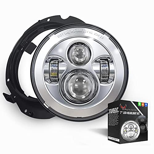 Eagle Lights 7" LED Headlight and Installation Ring for Kawasaki Voyager and Vaquero - Chrome - color: Chrome
