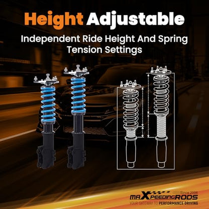 maXpeedingrods Coilover for Hyundai Sonata 2015-2019, for Kia Optima 2016-2020, 24 Levels Damper Adjustable Coilovers Suspension Kit, Height Adjustable T6 Upgraded Lowering Kits Blue
