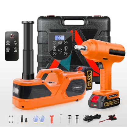 E-HEELP Cordless Electric Car Jack Kit 5 Ton with Battery, Pump and Wrench